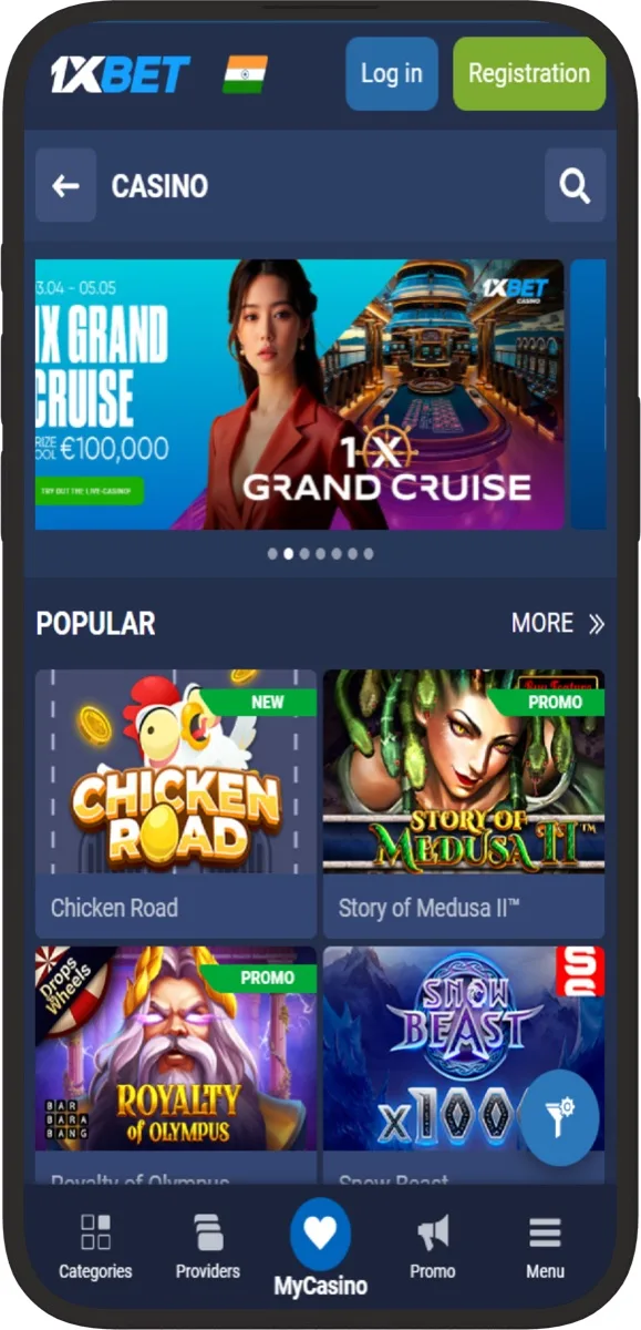 1xBet casino slots and popular mobile games